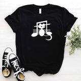 Camisa estampada  tipo T-shirt  gato partitura nota musical 2
