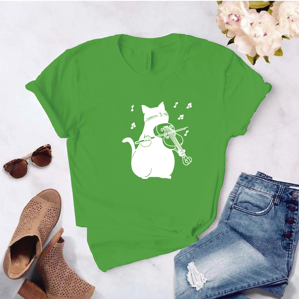 Camisa estampada  tipo T-shirt  Gato Violin