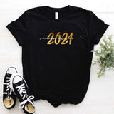 Camisa estampada  tipo T-shirt 2021 HAPPY NEW YEAR CURSIVO 2
