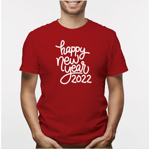 Camisa estampada para hombre  tipo T-shirt (NAVIDAD) happy new year 2022