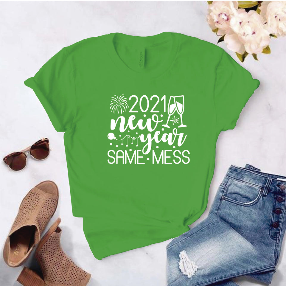 Camisa estampada  tipo T-shirt  2021 NEW YEAR SAME MESS