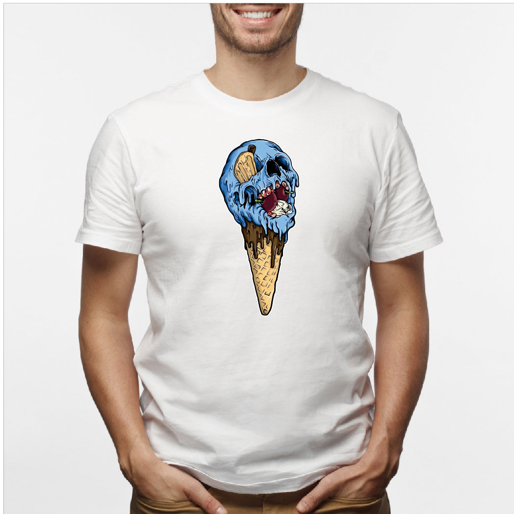 Camisa estampada en algodón para hombre tipo T-shirt helado calavera