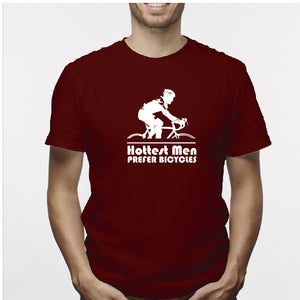 Camisa estampada para hombre  tipo T-shirt Ciclista frase Hottest men prefer bicycles