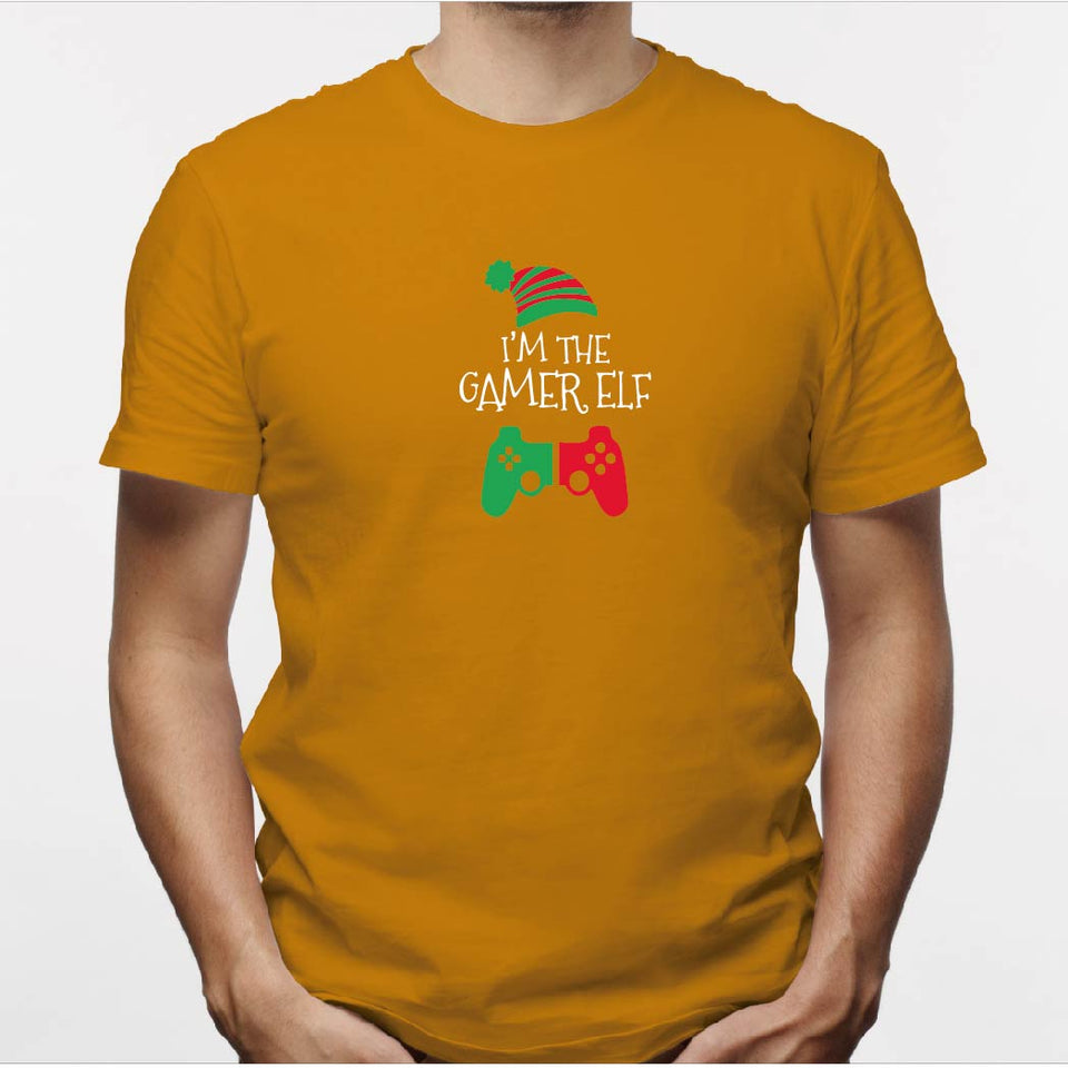 Camisa estampada para hombre  tipo T-shirt (NAVIDAD) i´m the gamer elf