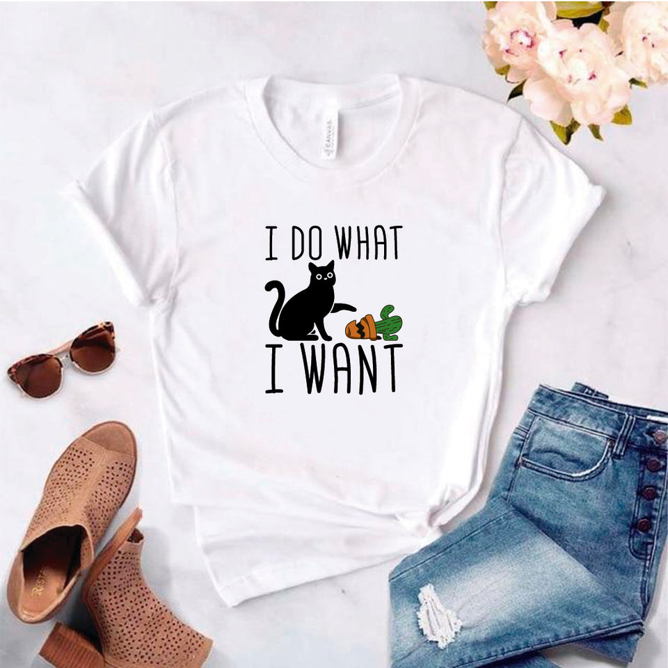 Camisa estampada en algodon para mujer tipo T- shirt i do what