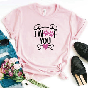 Camisa estampada tipo T- shirt I Woof You (perros)