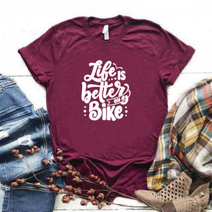 Camisa estampada tipo T- shirt Life is better on a bike (La vida es mejor en una bicicleta)