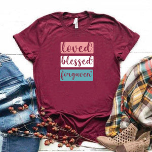 Camisa estampada en algodón para mujer tipo T-shirt loved blessed