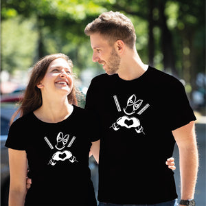 Camiseta estampada pareja T-shirt love deadpool