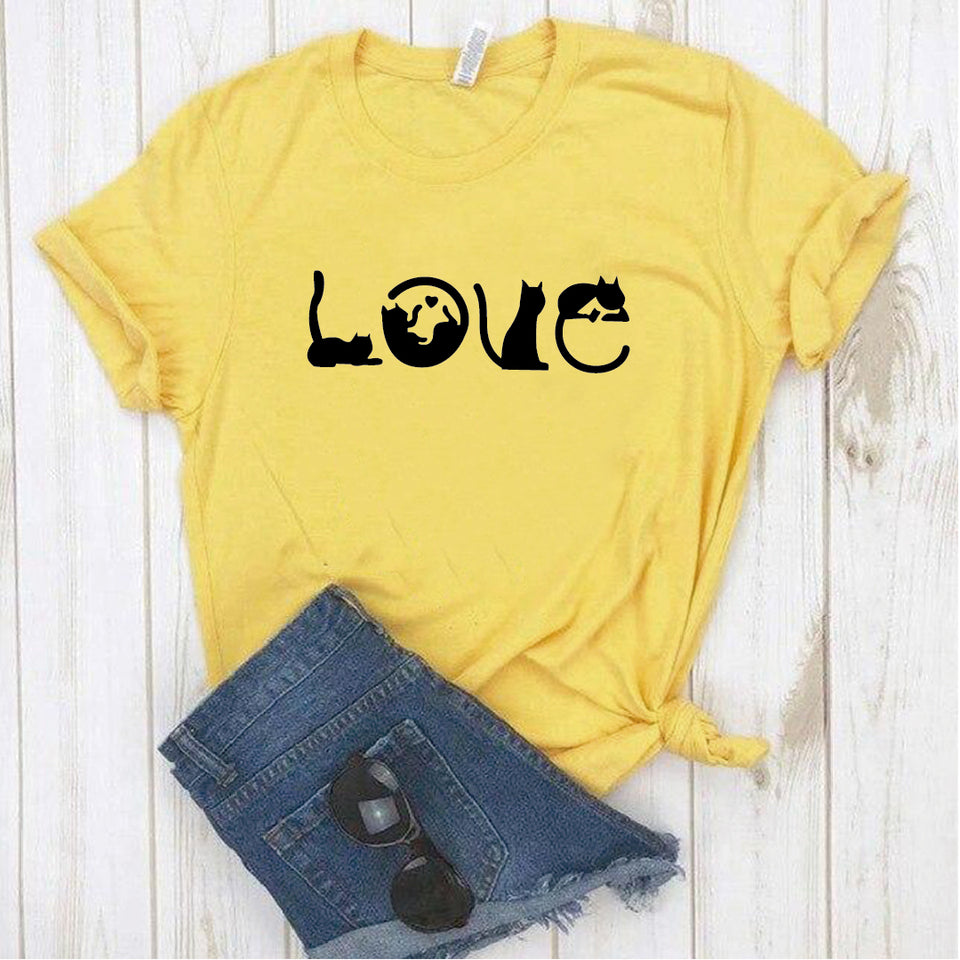 Camisa estampada  tipo T-shirt LOVE GATOS
