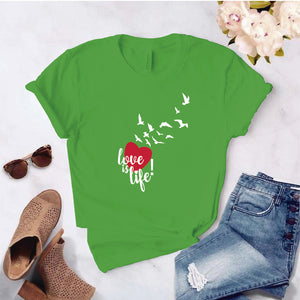 Camisa estampada  tipo T-shirt  LOVE IS LIFE