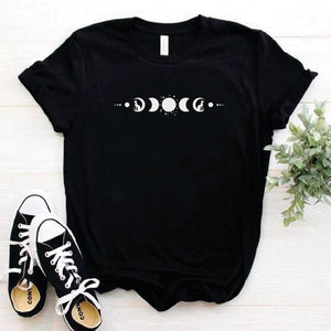 Camisa estampada en algodon para mujer tipo T- shirt electrocardiograma con la luna