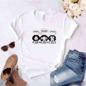 Camisa estampada  tipo T-shirt  de polialgodon MAFALDA TRIO