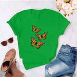 Camisa estampada en algodon para mujer tipo T- shirt mariposas