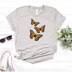 Camisa estampada en algodon para mujer tipo T- shirt mariposas