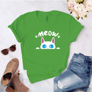 Camisa estampada  tipo T-shirt MEOW GATO