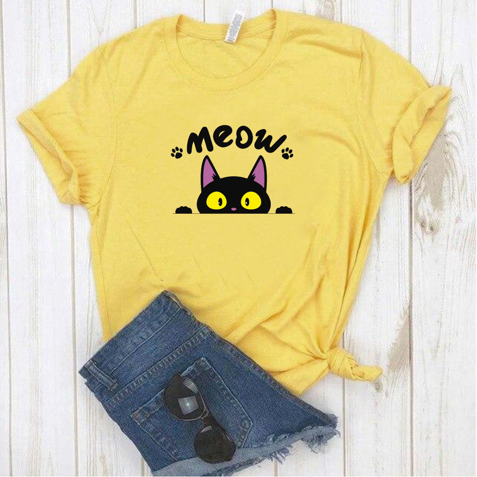 Camisa estampada  tipo T-shirt MEOW GATO