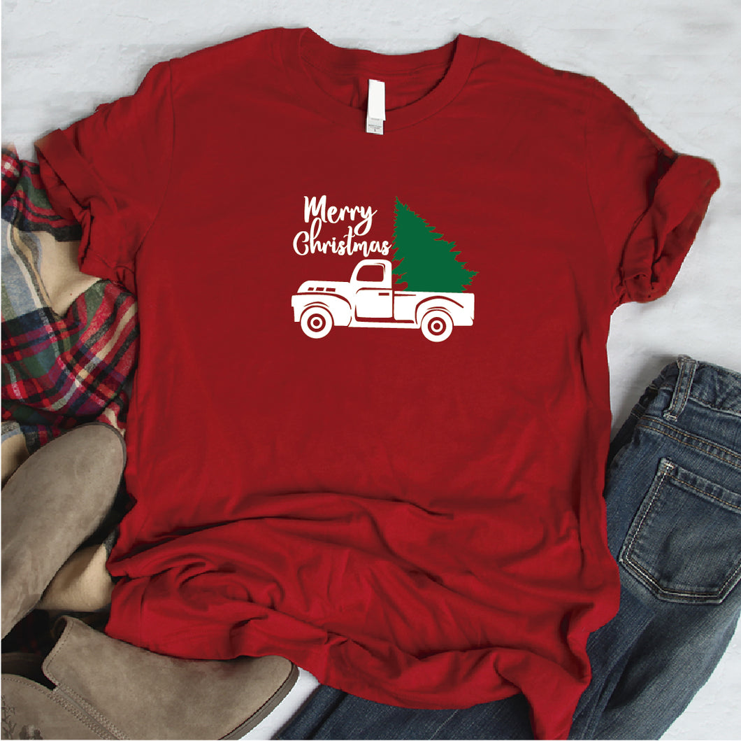 Camisa estampada  tipo T-shirt Merry Christmas Árbol en camión