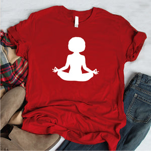 Camisa estampada tipo T- shirt Mujer Afro meditando