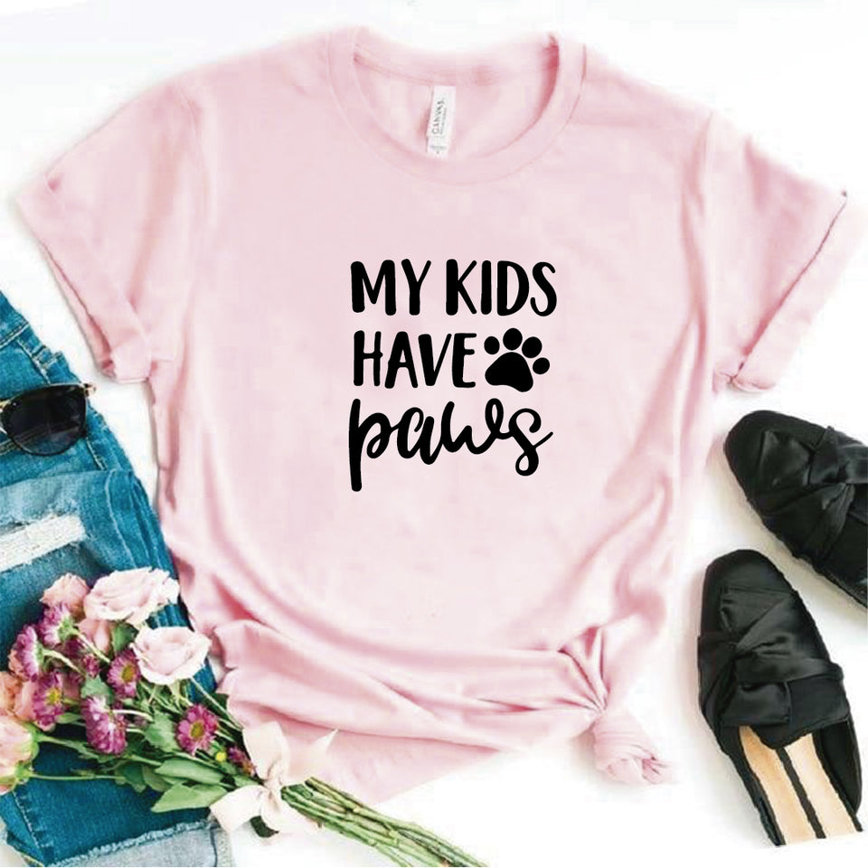 Camisa estampada tipo T- shirt My Kids have Paws (Mis hijos tienen patas)