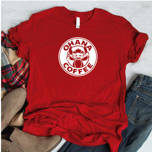 Camisa estampada tipo T- shirt Ohana Coffe (Stich)