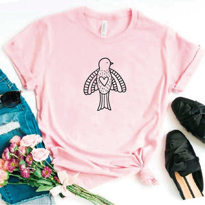 Camisa estampada tipo T- shirt Pajaro Caricatura corazón 2