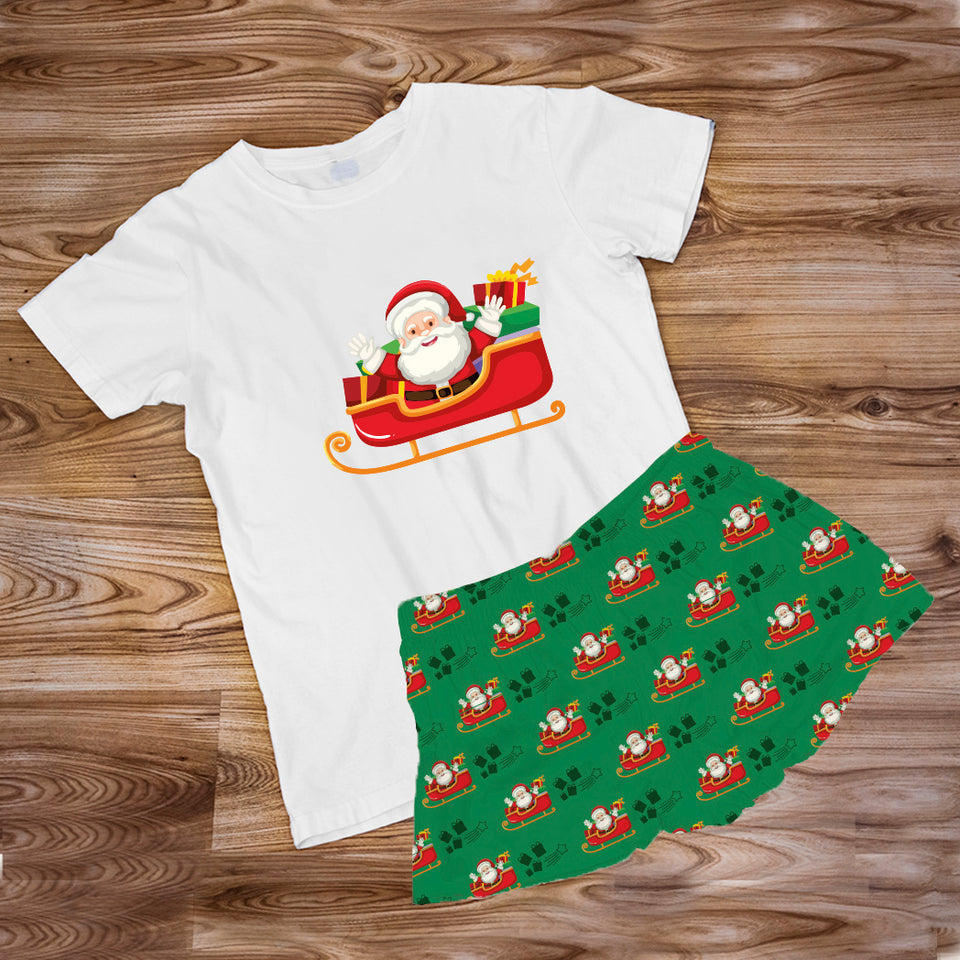 Pijama Estampada en poli algodón de Short  (Navidad) papá no el en trineo