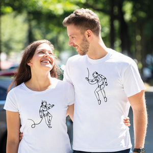 Camiseta estampada pareja T-shirt pareja astronauta