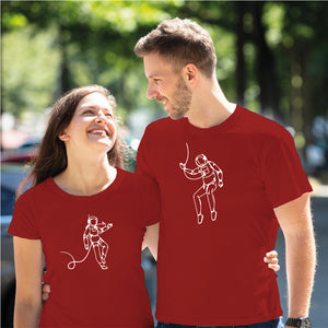 Camiseta estampada pareja T-shirt pareja astronauta