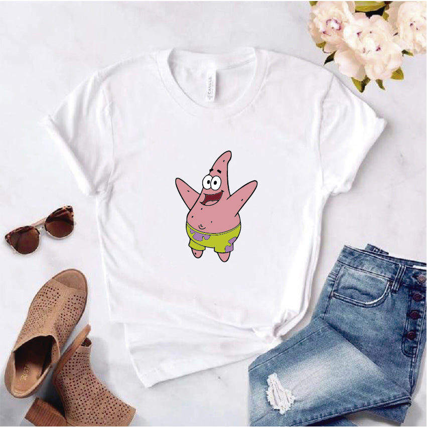 Camisa estampada  tipo T-shirt  de Polialgodon con el modelo Patricio (Bob Sponge)