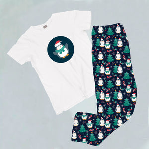 Pijama estampada de pantalón Largo Pinguino navideño