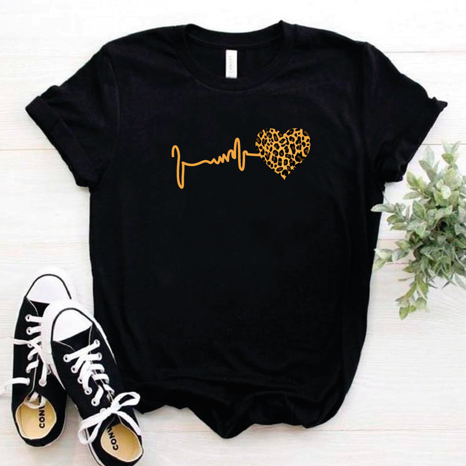 Camisa estampada en algodon para mujer tipo T- shirt pulso corazon tigrillo
