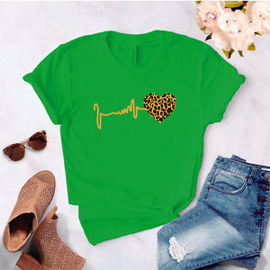 Camisa estampada en algodon para mujer tipo T- shirt pulso corazon tigrillo