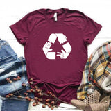 Camisa estampada  tipo T-shirt Piedra papel o tijera (simbolo reciclaje)