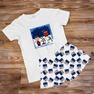 Pijama Estampada en poli algodón de Short  Largo Snoopy y Charlie Brown Navidad