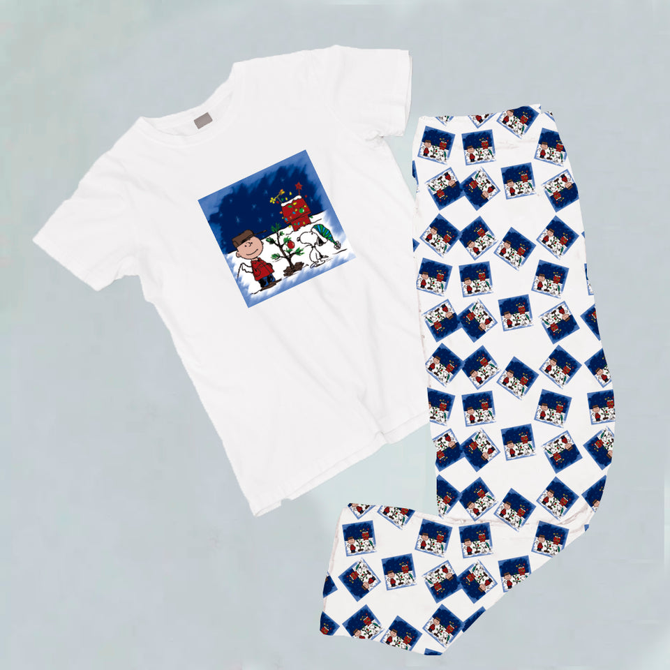 Pijama estampada de pantalón Largo Snoopy y Charlie Brown Navidad