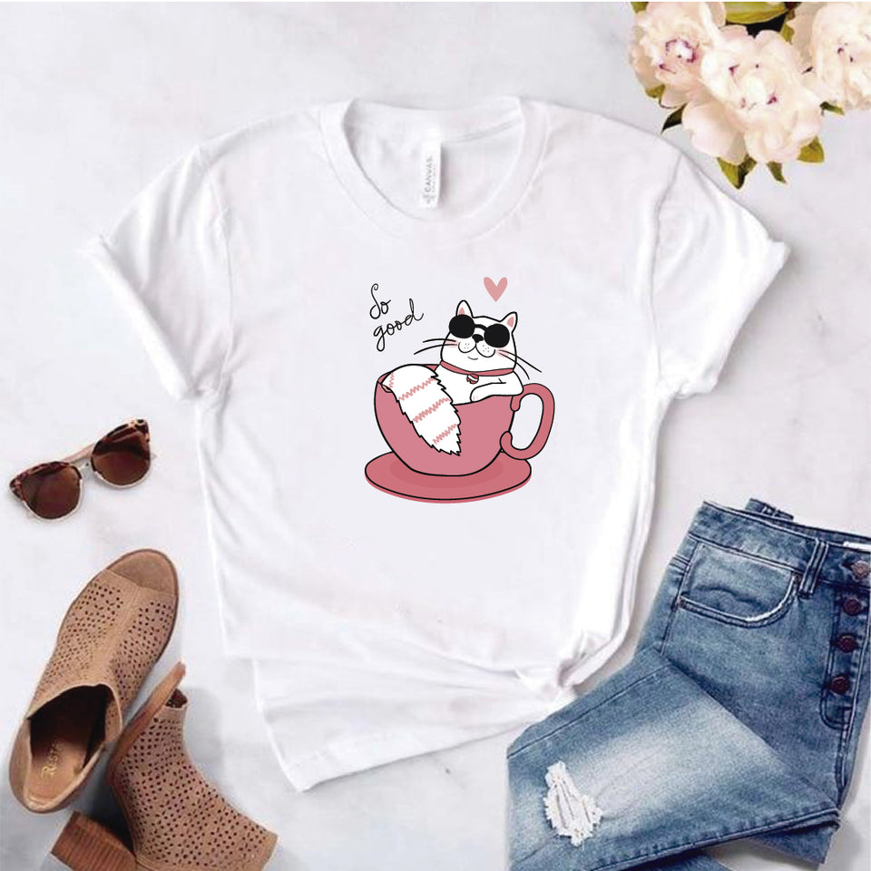 Camisa estampada  tipo T-shirt GATO SOO GOOD TAZA