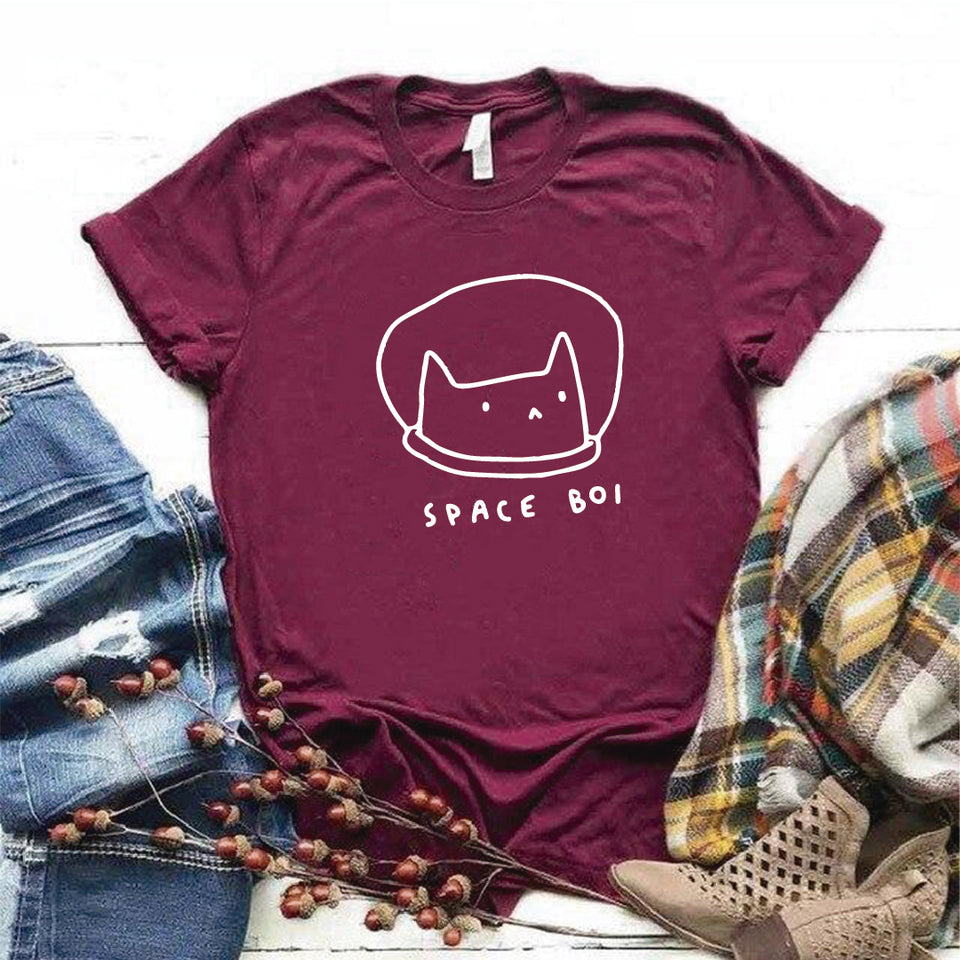 Camisa estampada  tipo T-shirt space boi gato