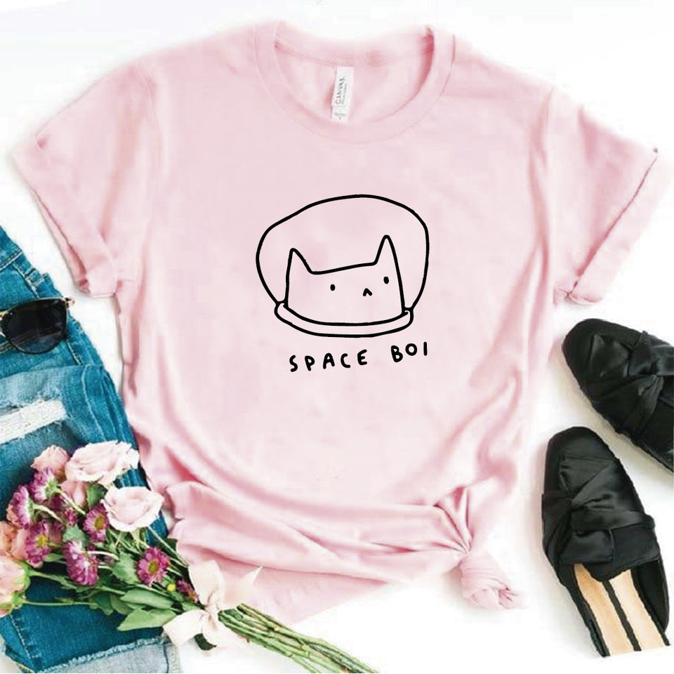 Camisa estampada  tipo T-shirt space boi gato