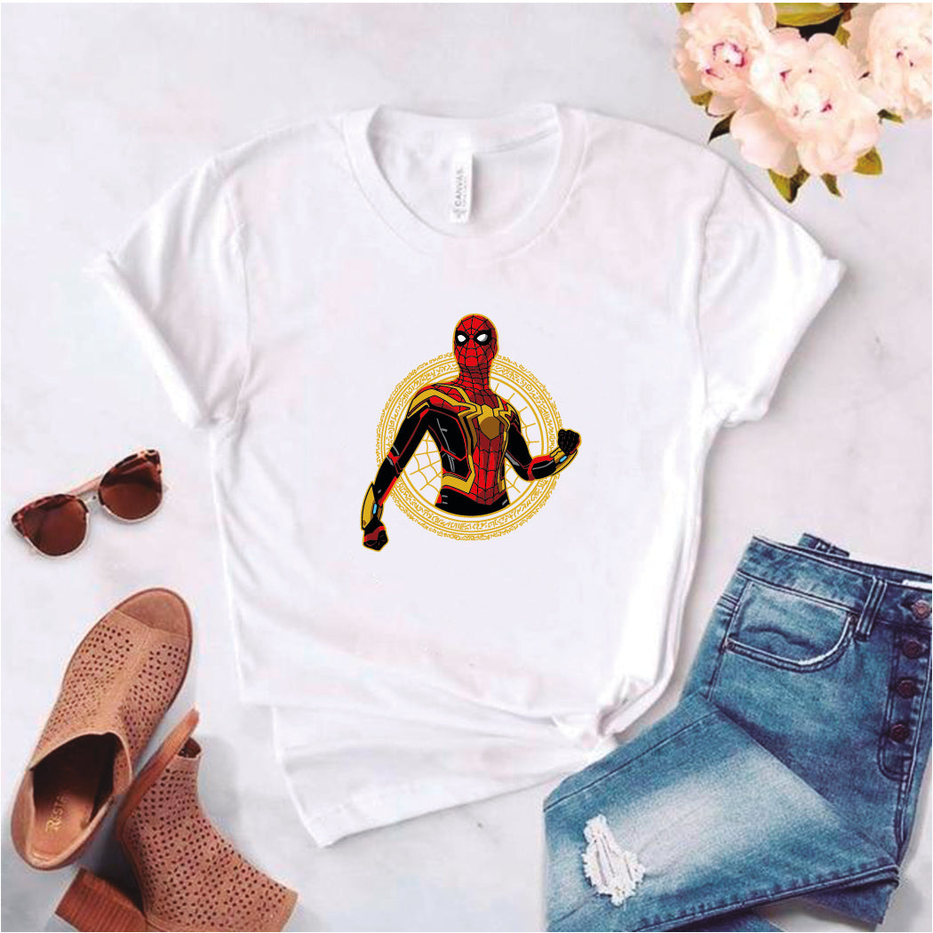 Camisa estampada tipo T-shirt de polialgodon spiderman multiverse