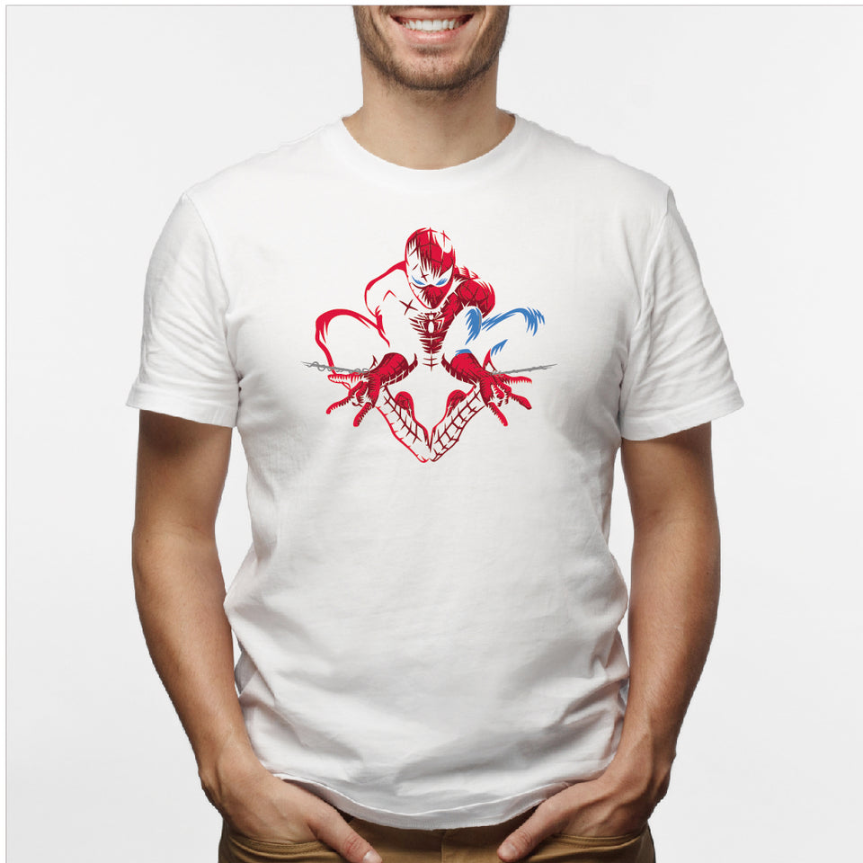 Camisa estampada en algodón para hombre tipo T-shirt spiderman y telaraña
