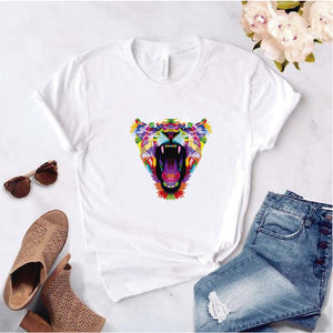 Camisa estampada  tipo T-shirt  de polialgodon TIGRE MULTICOLOR