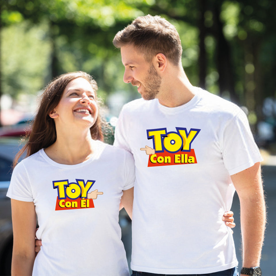 Camiseta estampada pareja T-shirt toy con ella y toy con el