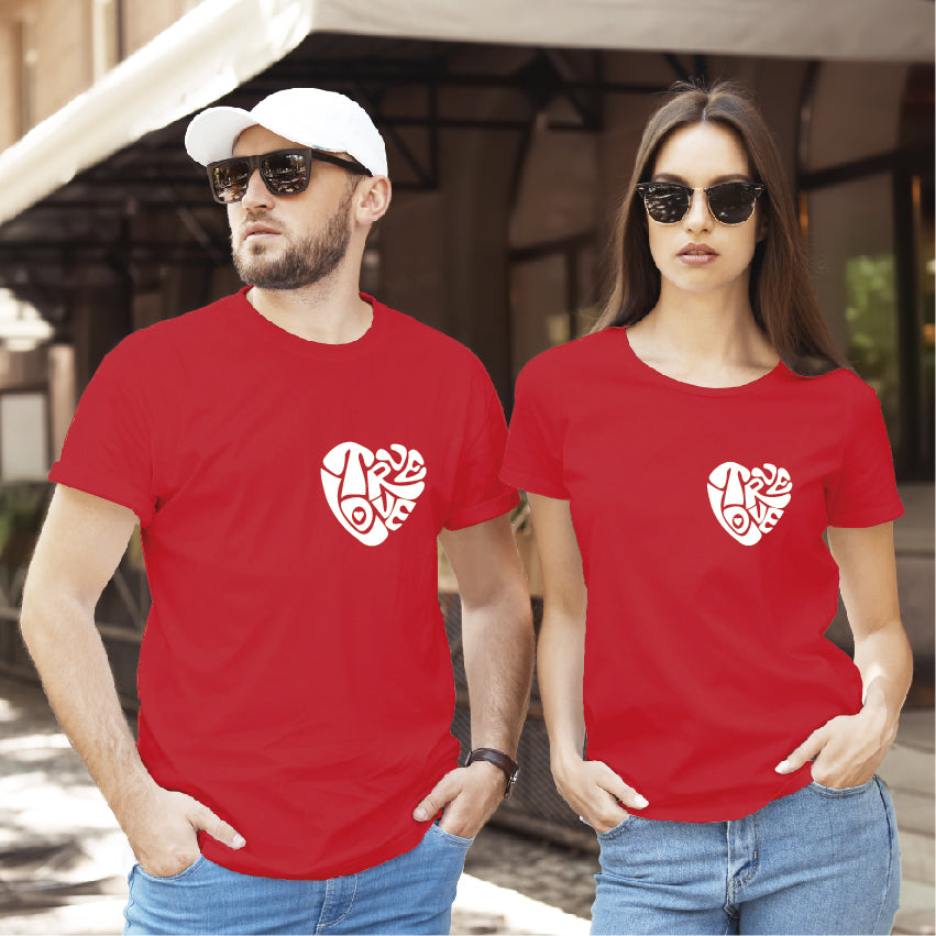 Camiseta estampada tipo T-shirt de pareja TRUE LOVE CORAZON PAREJA