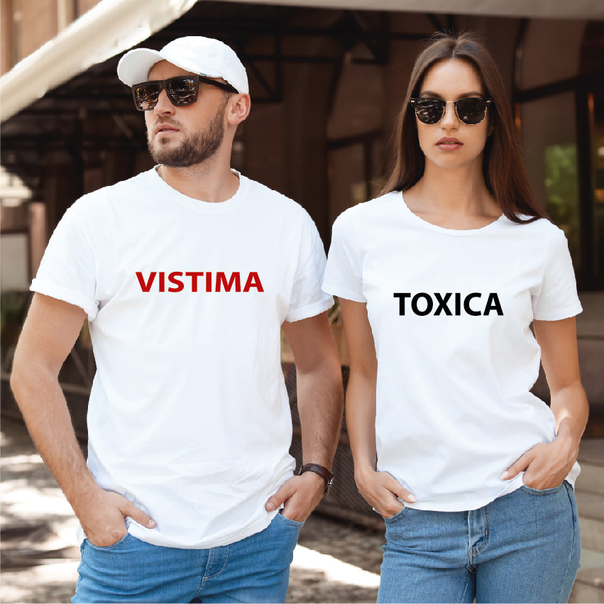 Camiseta estampada tipo T-shirt de pareja VISTIMA TOXICA – A Tu