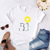 Camisa estampada  tipo T-shirt You are my sunshine gato girasol (Gato)